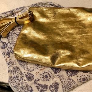 Free People , NWOT gold metallic purse